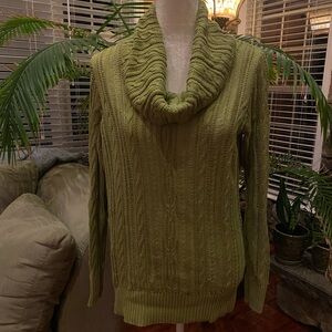 Cowl neck cotton knit sweater